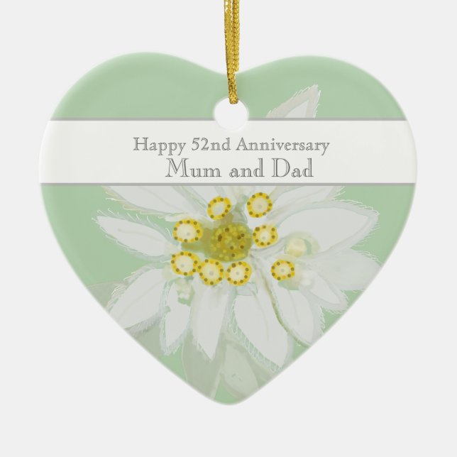 52nd Wedding Anniversary Edelweiss   Ceramic Ornament (Front)