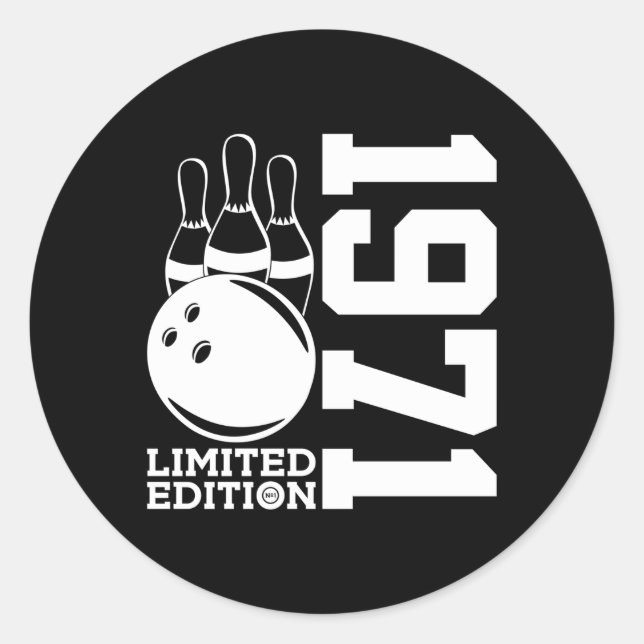 52Th Bowling 1971 Classic Round Sticker (Front)