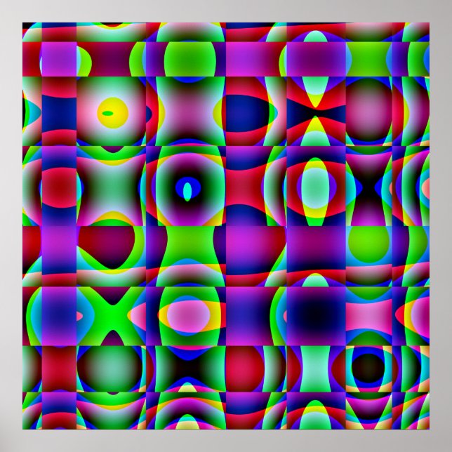 52x52 or Smaller Poster Psychedelic Square Pattern (Front)