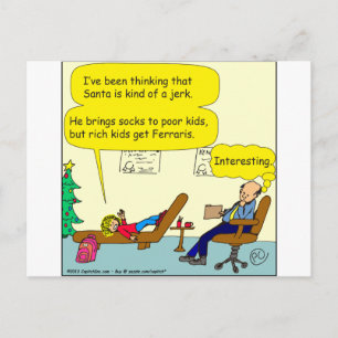 530 santa is a jerk cartoon holiday postcard