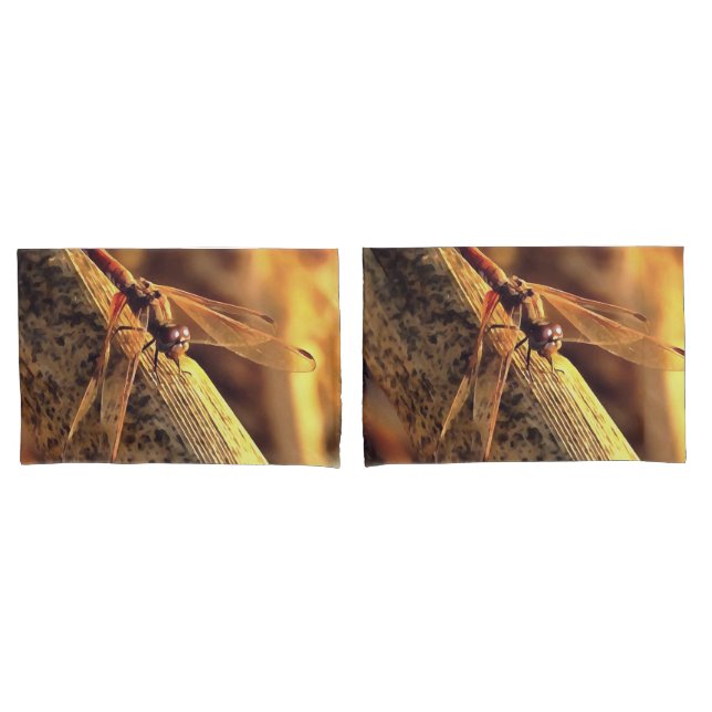 534424932Elegant Red Darter Dragonfly Insect Art Pillowcase (Front-Set)