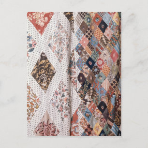 53:Detail of a patchwork quilt made by Mrs Postcard