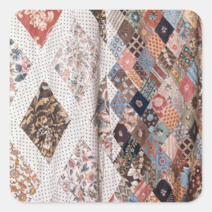 53:Detail of a patchwork quilt made by Mrs Square Sticker