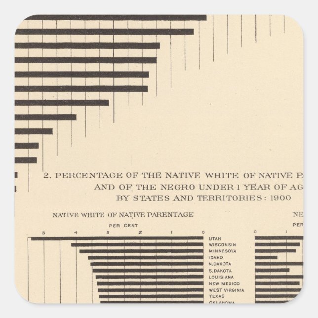 53 Negro population by states Native white Square Sticker (Front)