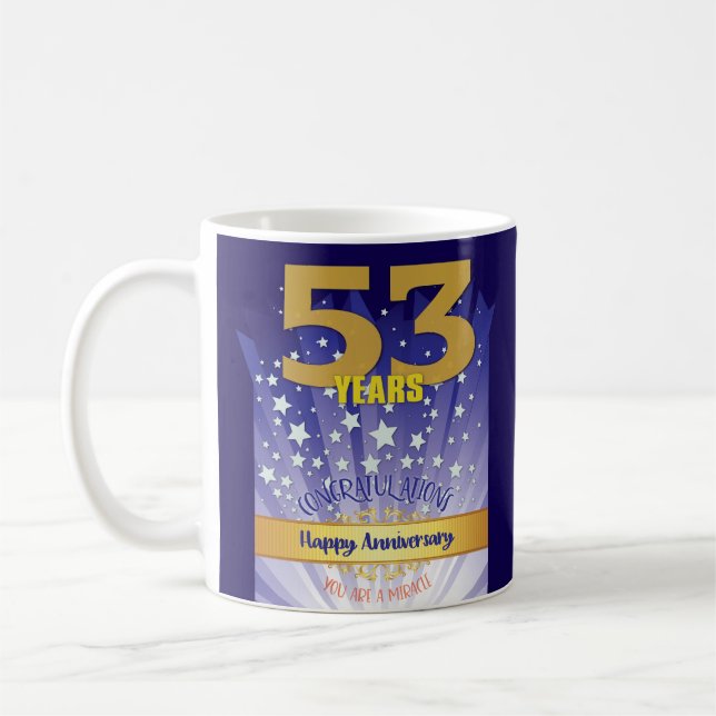 53 Year CUSTOM Recovery Anniversary Bold Numeral Coffee Mug (Left)