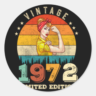 53 Year Old Bday 1972 Vintage 53rd Birthday Women Classic Round Sticker