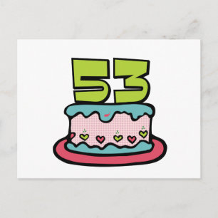 53 Year Old Birthday Cake Postcard