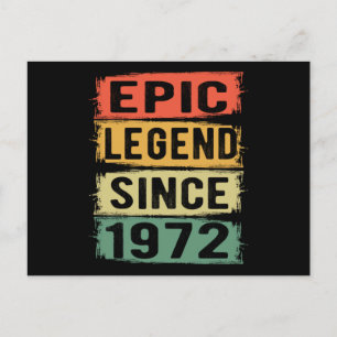 53 Years Old Bday 1972 Epic Legend 53rd Birthday Postcard