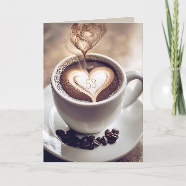 53rd Anniversary Coffee With Heart Card (Front)
