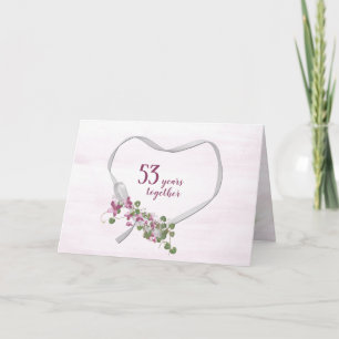 53rd Anniversary Ribbon Heart Card