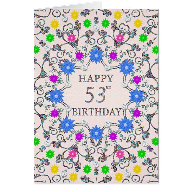 53rd Birthday Abstract Flowers  (Front)
