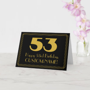53rd Birthday: Art Deco Inspired Look "53" & Name Card