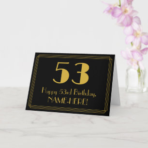 53rd Birthday: Art Deco Inspired Look "53" + Name Card