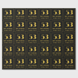 53rd Birthday ~ Art Deco Inspired Look "53", Name Wrapping Paper