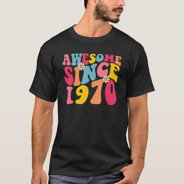 53rd Birthday Awesome Since 1970 Retro 53 Years Ol T-Shirt (Front)