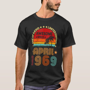 53rd Birthday Awesome Since April 1969 Vintage T-Shirt