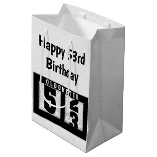 53rd Birthday Black Odometer Medium Gift Bag