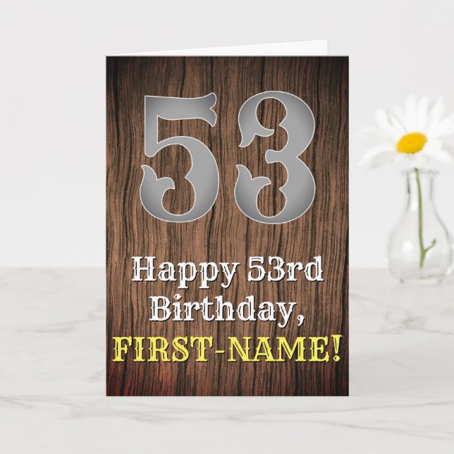 53rd Birthday: Country Western Inspired Look, Name Card (Small Plant)