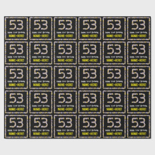 53rd Birthday: Floral Flowers Number, Custom Name Wrapping Paper