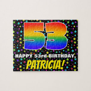 53rd Birthday — Fun, Colourful Star Field Pattern Jigsaw Puzzle