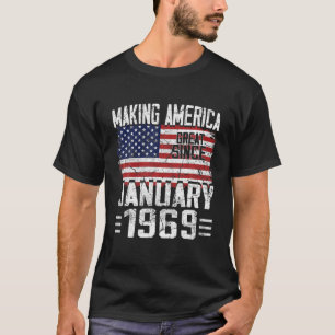 53Rd Birthday Gift January 1969 American Flag 53 Y T-Shirt