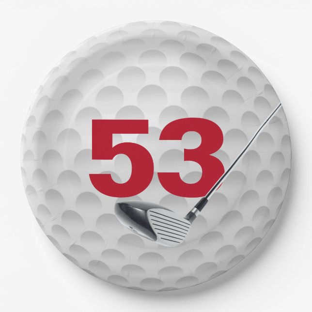 53rd Birthday Golf Ball Design  Paper Plate (Front)
