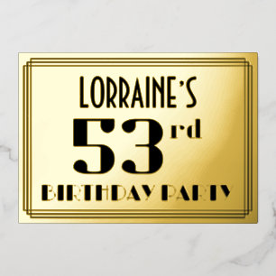 53rd Birthday Party: Art Deco Look “53” and Name