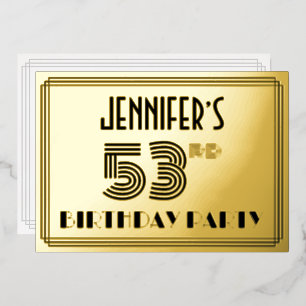 53rd Birthday Party — Art Deco Style “53” & Name