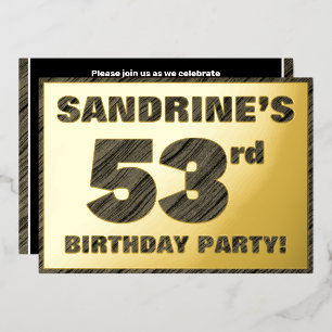 53rd Birthday Party — Bold, Faux Wood Grain Text