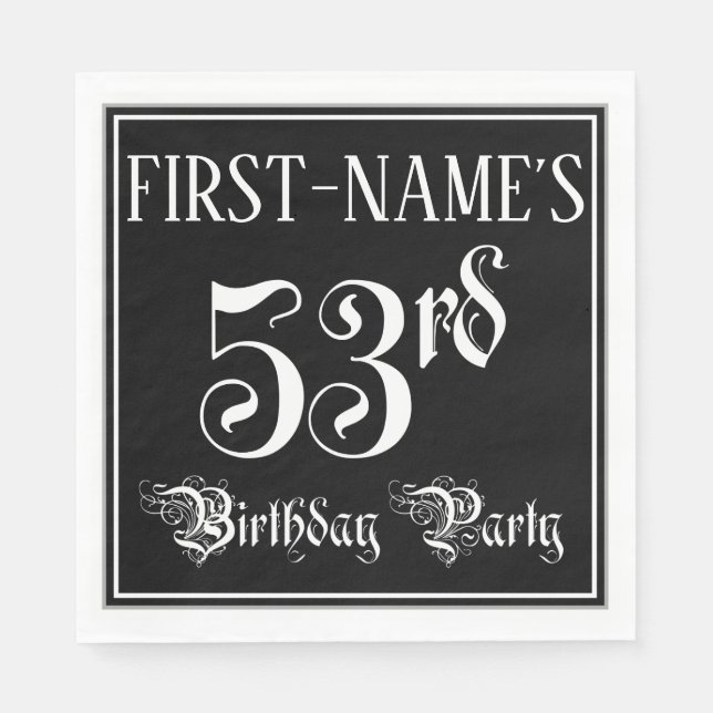 53rd Birthday Party — Fancy Script + Custom Name Napkin (Front)