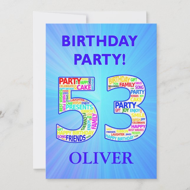 53rd Birthday Party Invitation Add a Name (Front)
