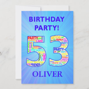 53rd Birthday Party Invitation Add a Name