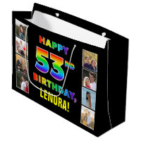 53rd Birthday: Rainbow Text, Custom Photos & Name
