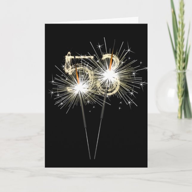 53rd Birthday Sparklers on Black Card (Front)