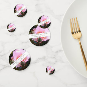 53rd Wedding Anniversary Pink Rose Confetti