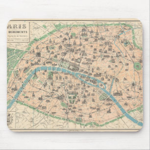 5406-Paris Its Monuments flat map Mouse Pad