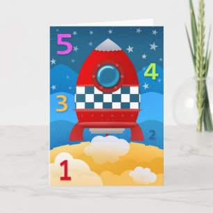 54321 blast off - greeting card