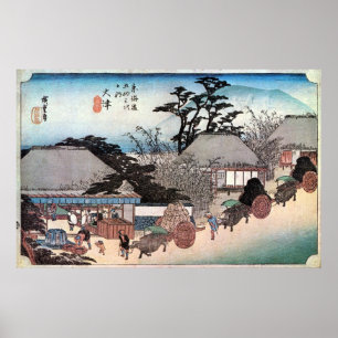 54. 大津宿, 広重 Ōtsu-juku, Hiroshige, Ukiyo-e Poster