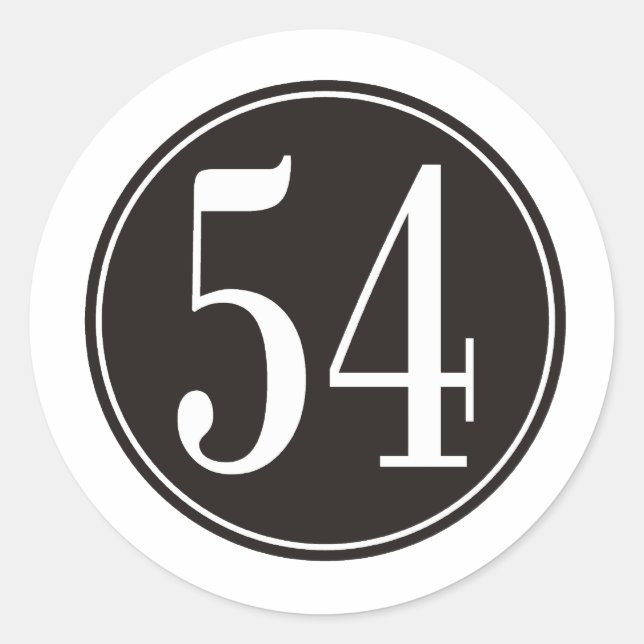 #54 Black Circle Classic Round Sticker (Front)