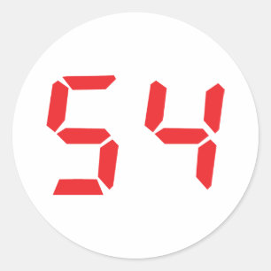 54 fifty-four red alarm clock digital number classic round sticker