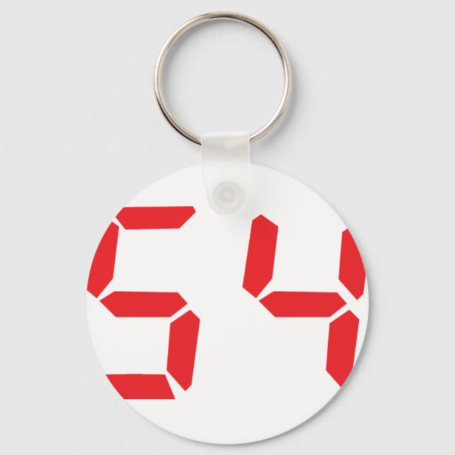 54 fifty-four red alarm clock digital number key ring (Front)
