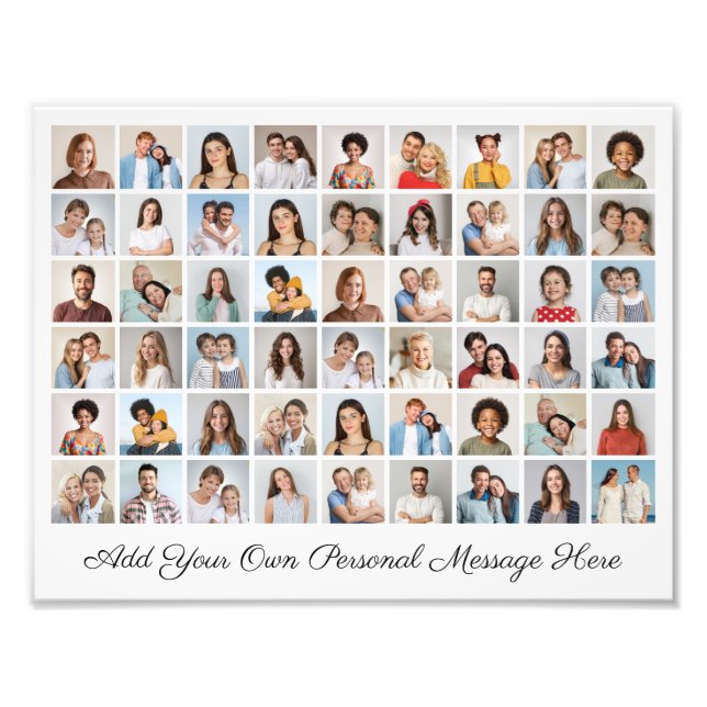 54 Photo Collage Add A Greeting Photo Enlargement Print (Front)