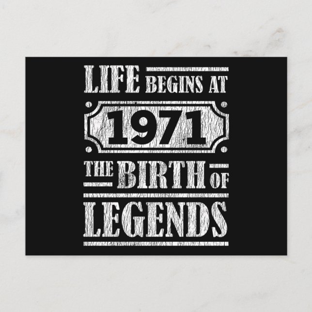 54 Year Old 1971 Birth Of Legend 54th Birthday Postcard (Front)