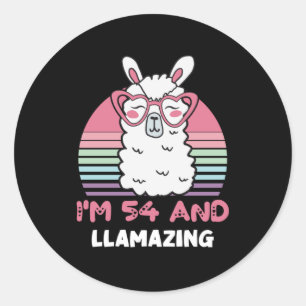 54 Year Old Bday Llamazing 54th Birthday Llama Classic Round Sticker