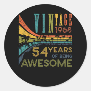 54 Year Old Birthday Vintage 1968 54th Birthday Classic Round Sticker