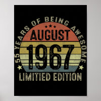 54 Year Old Gifts August 1968 Limited Edition