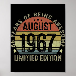 54 Year Old Gifts August 1968 Limited Edition Poster