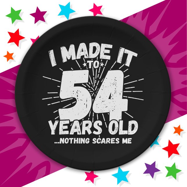 54 Year Old Sarcastic Meme Funny 54th Birthday Paper Plate (Creator Uploaded)