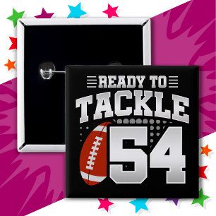 54 Year Old Tackle Football Party 54th Birthday 15 Cm Square Badge