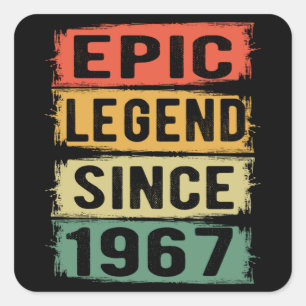 54 Years Old Bday 1967 Epic Legend 55th Birthday Square Sticker